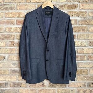 Banana Republic Tailored Fit Blue Wool, Linen, and Cotton Jacket